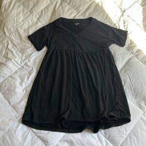 Black V-Neck Babydoll Tunic Top